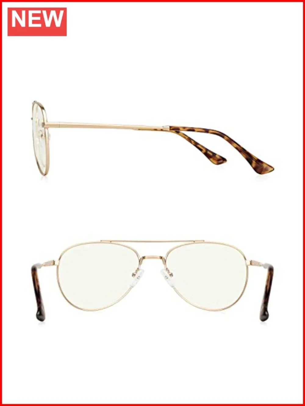 Blue Light Blocking Reading Glasses Spring Temple Aviator Metal Unisex
